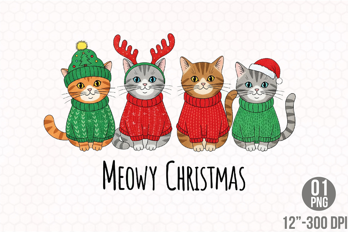 Meowy Christmas Png, a Graphic by Designking (Photo 1 of 4)