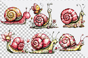 Whimsical Spring Snail Clipart Bundl, an Illustration by SVGArt (Thumbnail 4 of 9)