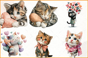 Watercolor Cute Valentines Kittens, an Illustration by Watercolor design (Thumbnail 3 of 4)