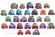 Watercolor Cute Little Cars Cliparts, a Background Graphic by Negarin Digital Art (Thumbnail 3 of 11)
