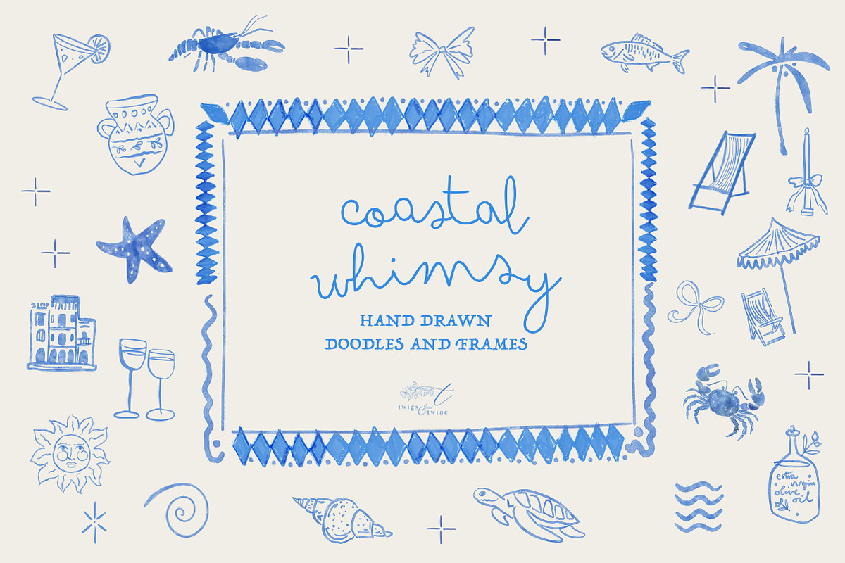 Coastal Whimsy- summer doodles, a Graphic by Twigs and Twine (Photo 1 of 8)
