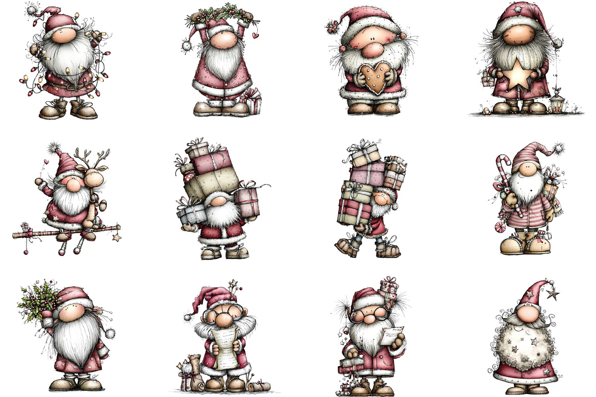 Quirky Whimsical Santa Clipart, an Illustration by CraftArtStudio (Photo 2 of 6)
