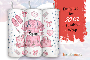 Custom Name Nurse Tumbler Wrap PNG, a Pattern Graphic by TumblerArtDS