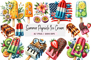 Summer Popsicle Ice Cream Clipart, a Seasonal Illustration by DreamArtGraphic (Thumbnail 1 of 4)