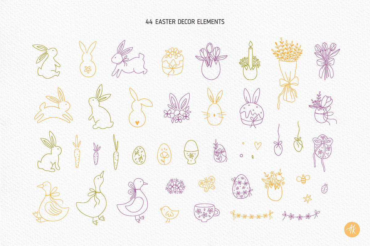 Easter Spring Clipart Hand Drawn Set, an Object Graphic by Alena Koval (Photo 3 of 15)