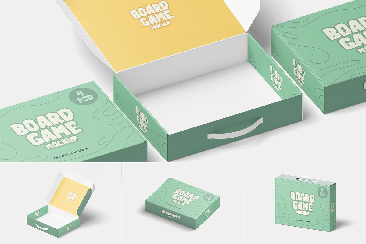 Board Game Box Mockup, a Packaging Mockup by Alolieli Studio (Photo 1 of 5)