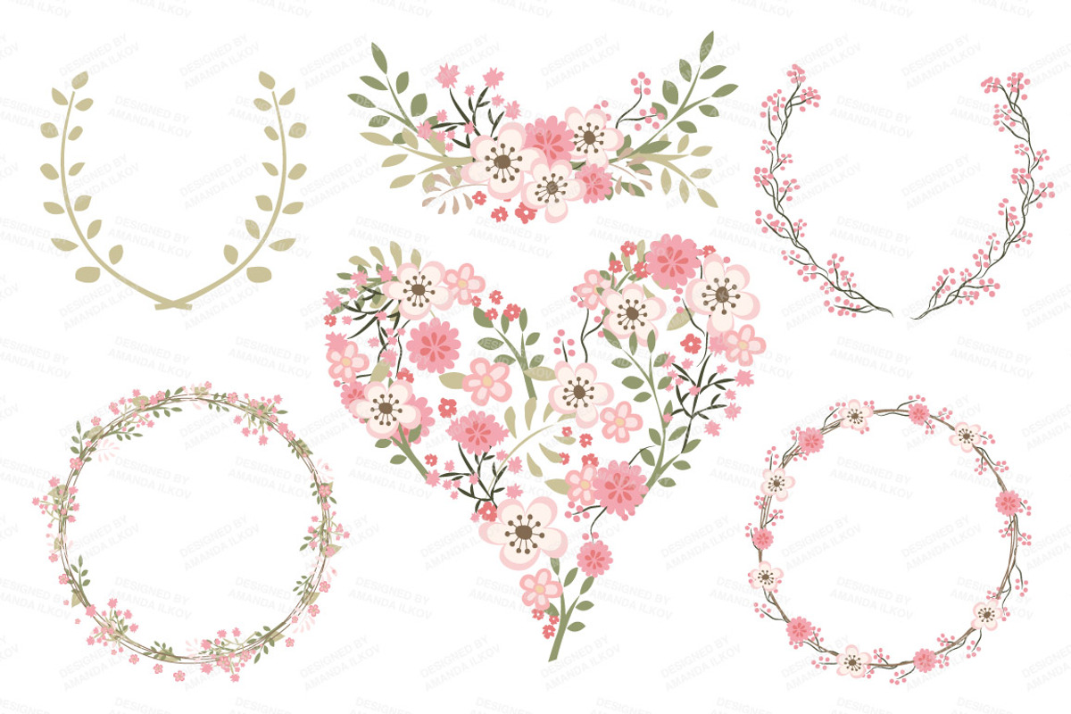 Soft Pink Vintage Vector Flowers, an Illustration by Amanda Ilkov (Photo 3 of 4)