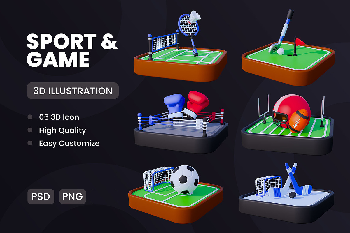 Sport and Game 3D Icon Pack #4, an Object 3D Model by deviapuspitasari2 (Photo 1 of 2)