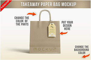 Takeaway Paper Bag Label Mockup PSD, a Packaging Mockup by Bruno's Shop