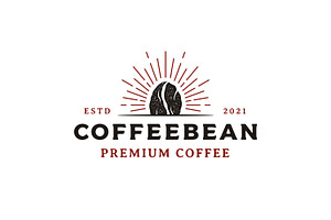 Vintage Hipster Coffee Bean Logo