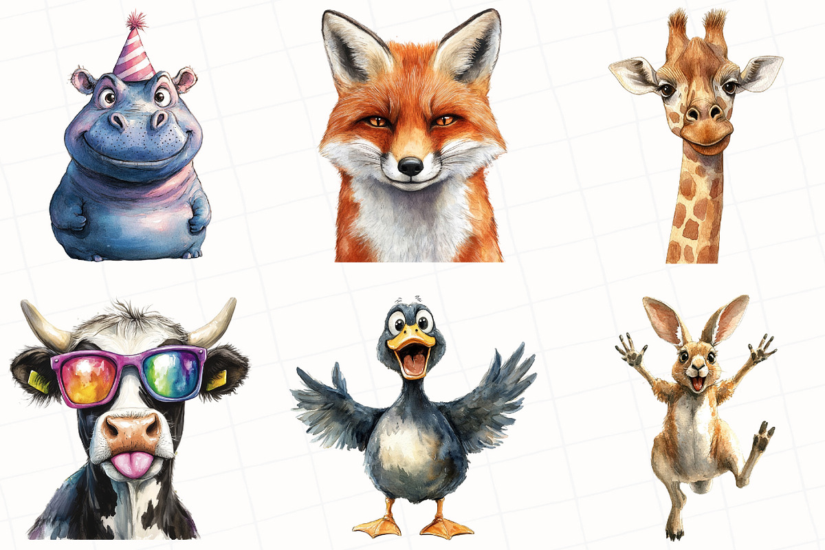 Watercolor Quirky Animals Clipart, an Illustration by OK Design (Photo 4 of 5)