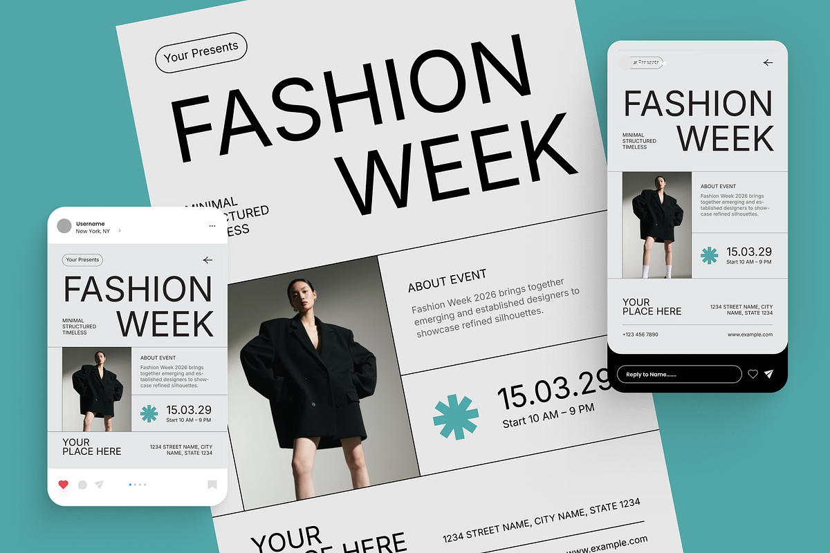 Swiss Fashion Week Flyer Set, a Flyer Template by Annora Studio (Photo 2 of 6)