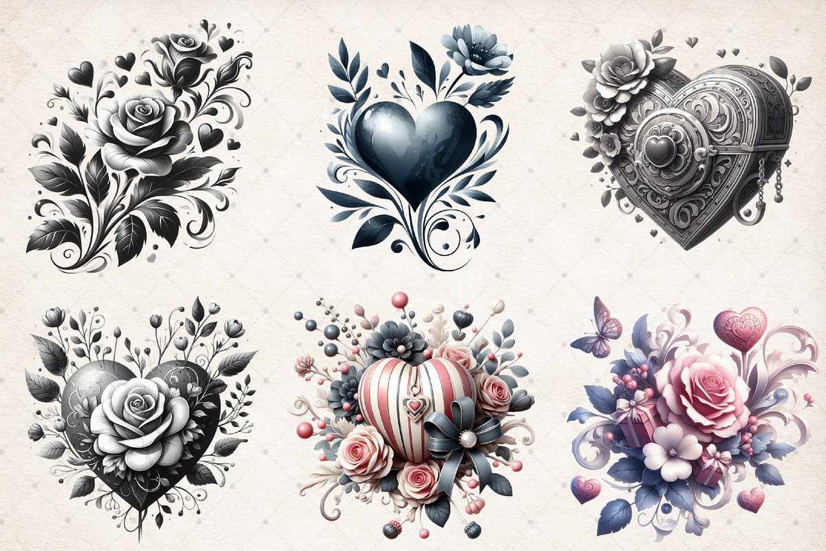 Black & White Valentine Sublimation, an Illustration by SinaCreation (Photo 5 of 5)