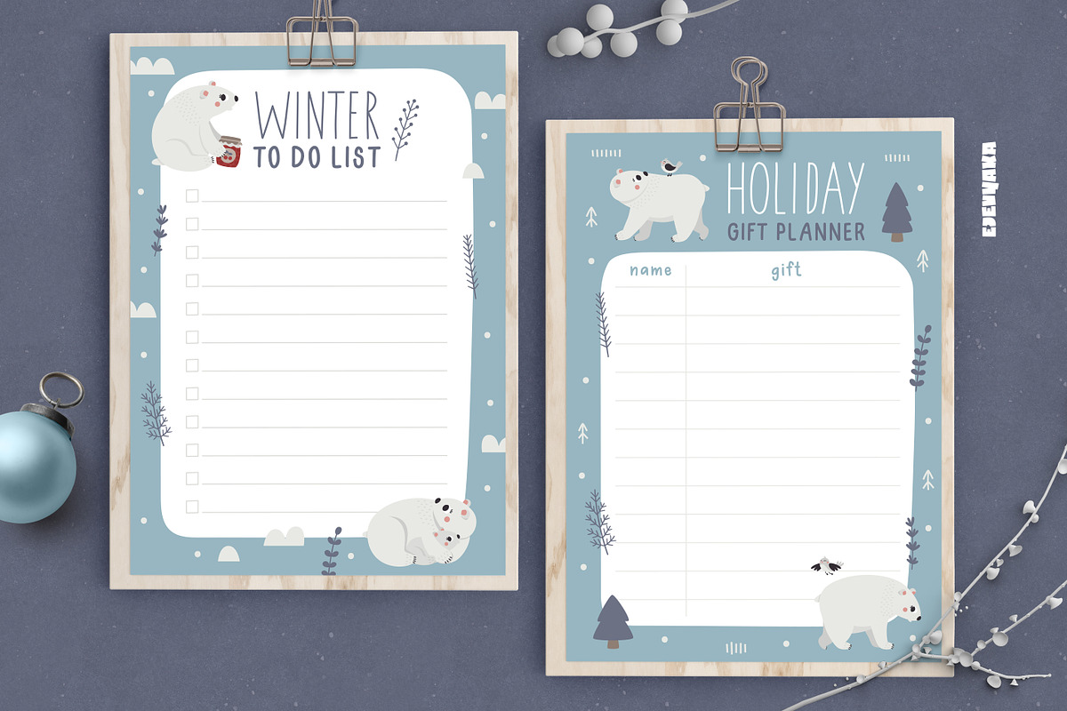 Winter Polar Bear Clipart & Patterns, a Seasonal Illustration by Ejevyaka (Photo 10 of 10)