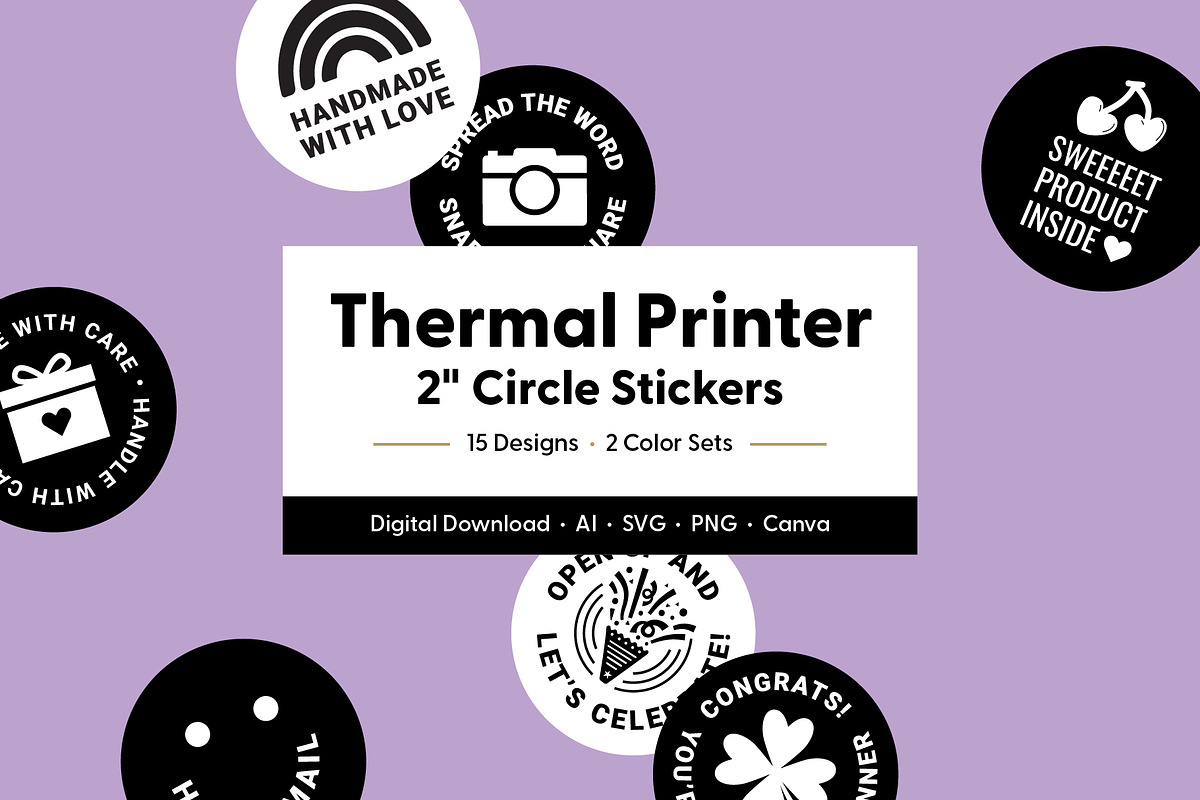 Thermal Printer Packaging Stickers, a Marketing Template by Sungy Side Up (Photo 1 of 9)