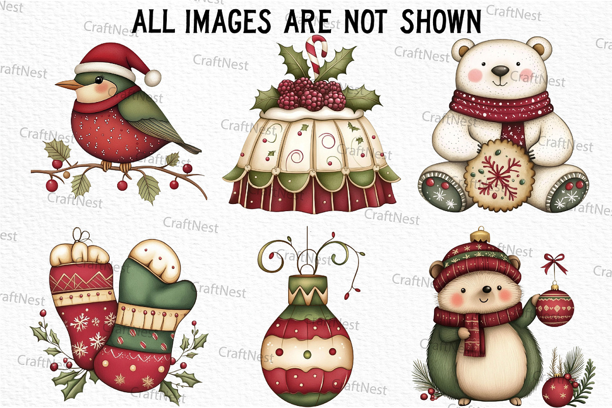 Cute Christmas Clipart Bundle, an Illustration by Craft Nest (Photo 3 of 6)