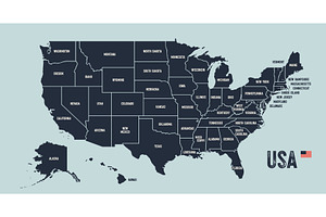 USA Map. Poster map of United States, an Illustration by Foxys Graphic