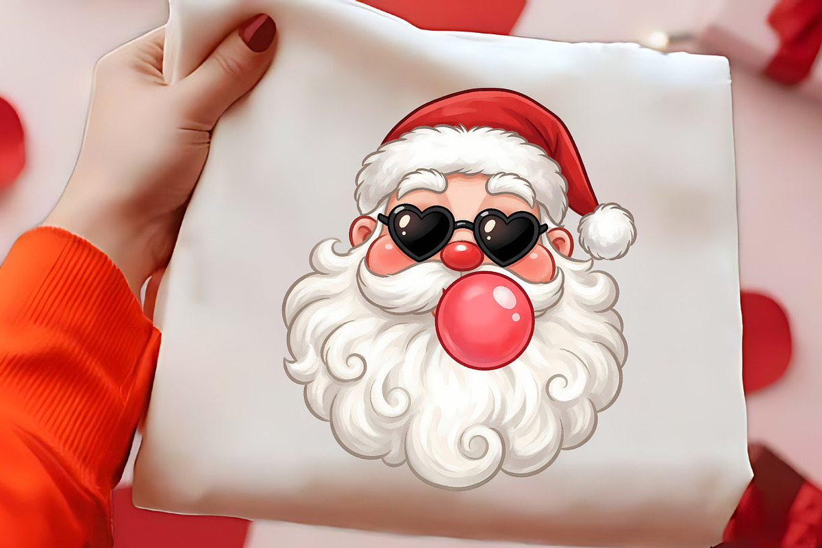 Cool Santa Sunglasses Bubblegum PNG, a Seasonal Illustration by CrexoraLab (Photo 2 of 4)