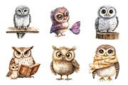 Watercolor Owl & Owlet Clipart, an Illustration by CreationArt (Thumbnail 3 of 5)