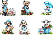 Blue Pink Gingham Spring Clipart, an Illustration by Designking (Thumbnail 4 of 5)