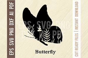 Butterfly - Floral Animals Cut SVG