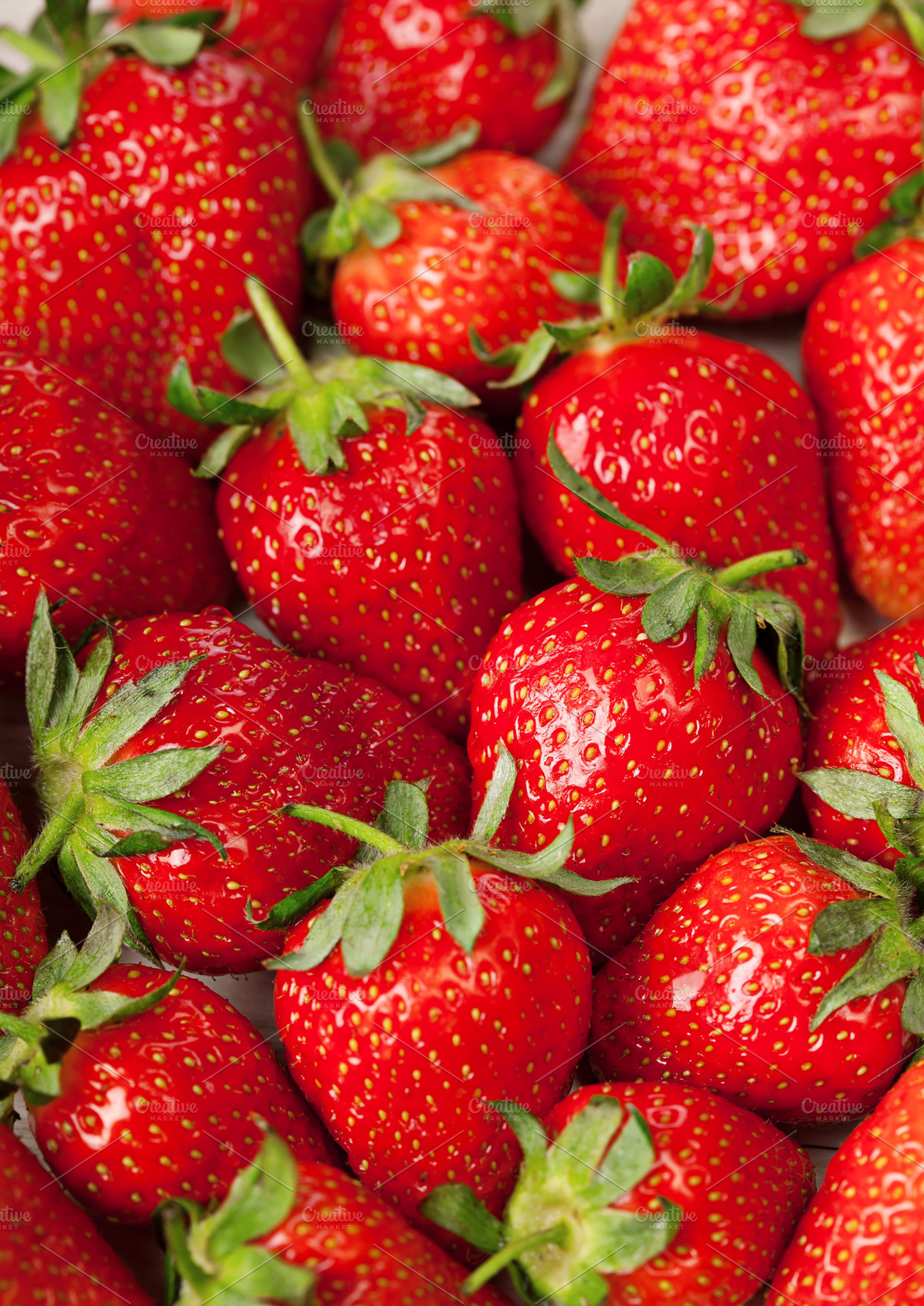 Fresh Red Strawberries Closeup Backg