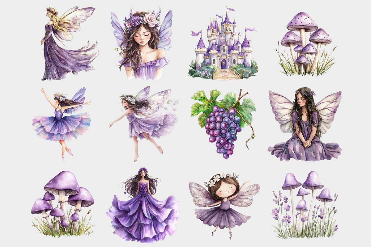 Watercolor Magical Fairies Clipart, a Seasonal Illustration by Design Market (Photo 2 of 4)