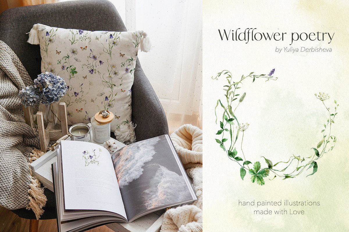 Wildflower poetry watercolor floral, a Decorative Illustration by Yuliya Derbisheva (Photo 5 of 13)