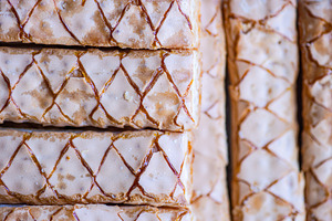 Textured fresh baked puff pastry, a Food & Drink Photo by Anna Bogush