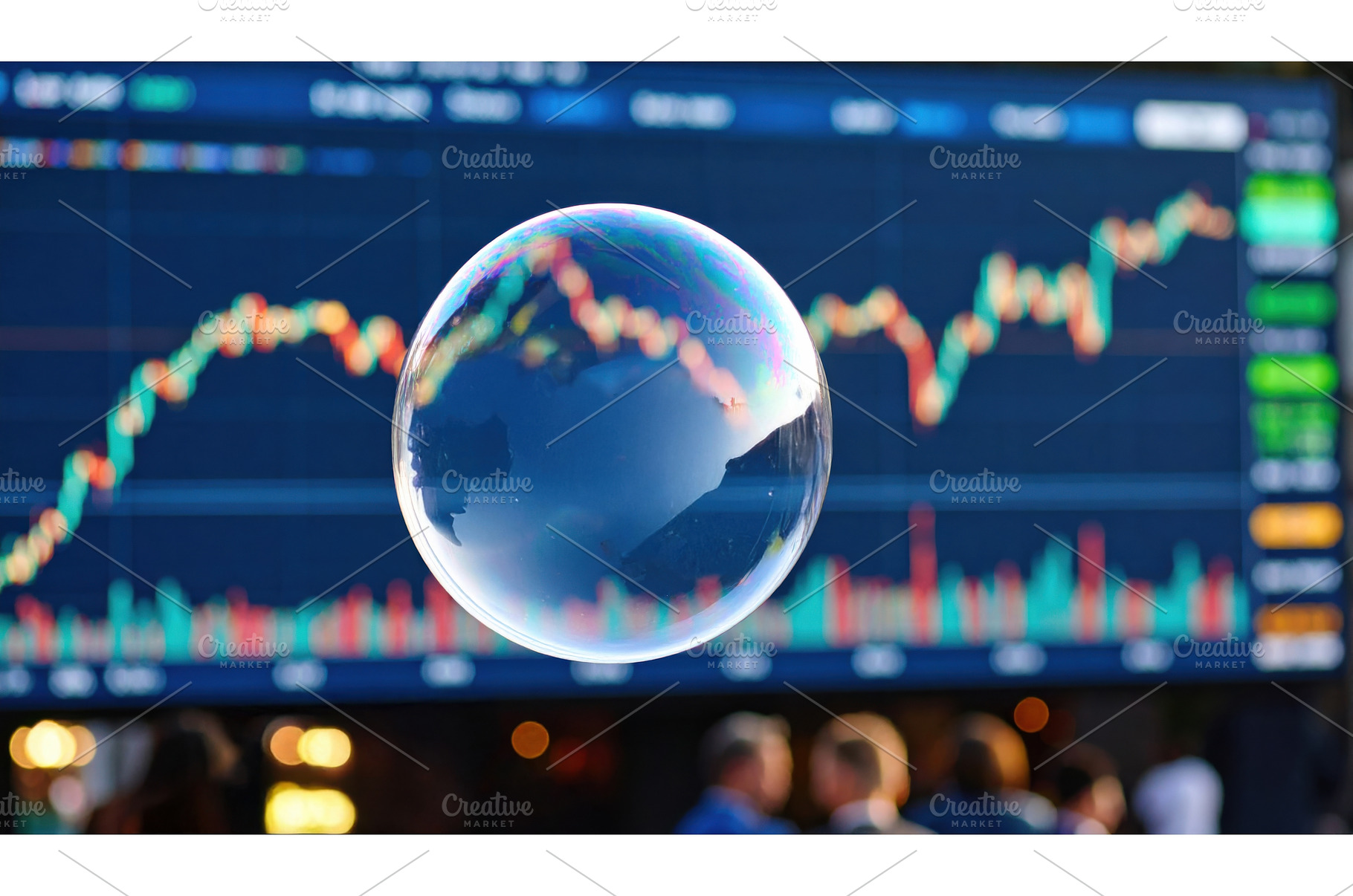 Soap bubble in front of stock market, a Business Photo by Igor Tichonow