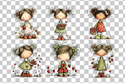 Cute Strawberry Girl Clipart, a Person Illustration by Nicolle's Colorful Art (Thumbnail 5 of 9)