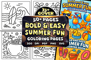 Bold Easy Summer Fun Coloring Page, a Seasonal Illustration by Craftsbeefy