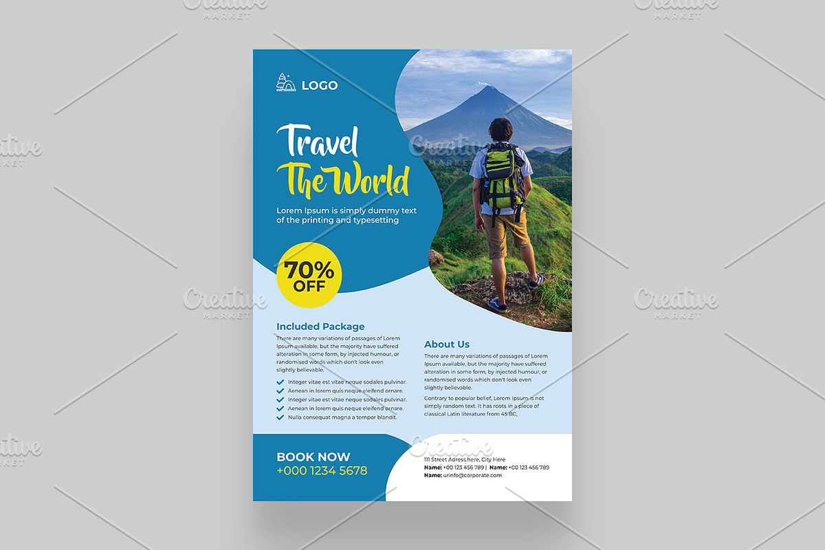 Modern Travel Flyer Design, a Flyer Template by Shahjahangdb1 (Photo 13 of 13)