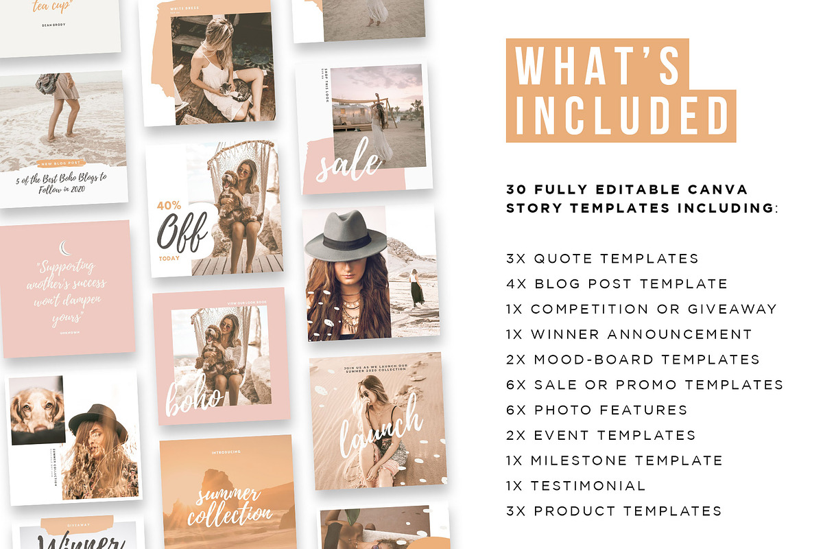 Boho Instagram Feed Templates, a Social Media Template by Cultive Creative