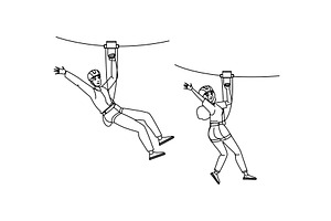 line zipline vector, a Person Illustration by pikepicture