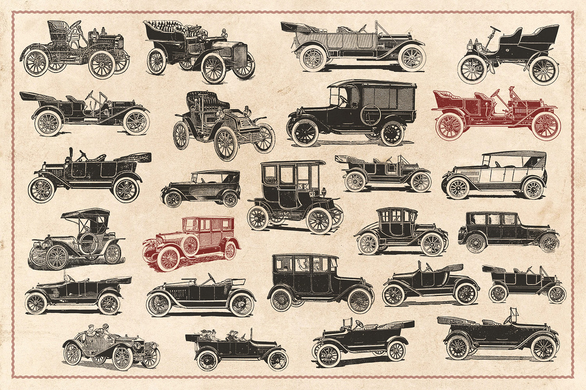 100 Vintage Vehicles (Vector), a Transportation Illustration by Brigantine Designs (Photo 4 of 7)