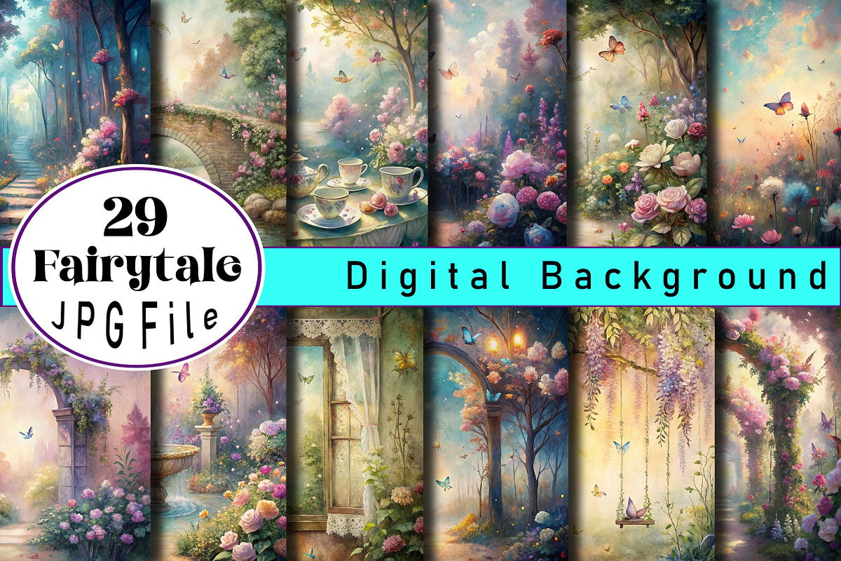 Fairytale Background Digital Papers, an Illustration by Wow Magic (Photo 1 of 2)