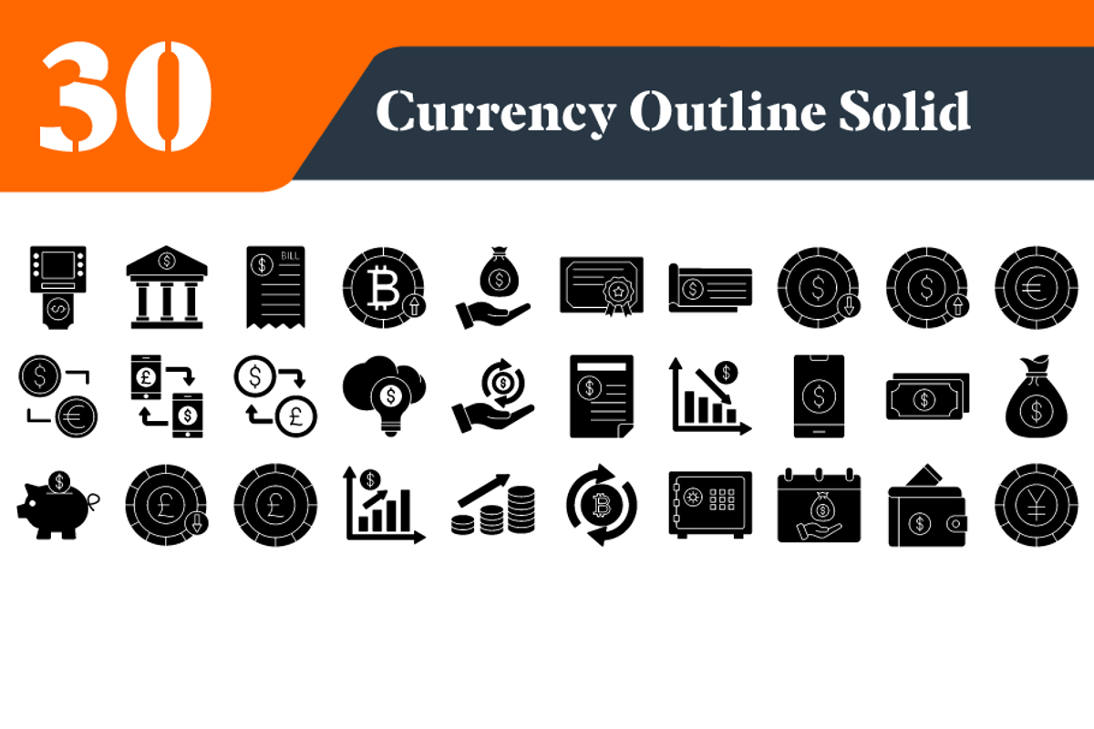 Currency Solid Icons Bundle, a Solid Icon by EllaMaiyaali (Photo 3 of 3)
