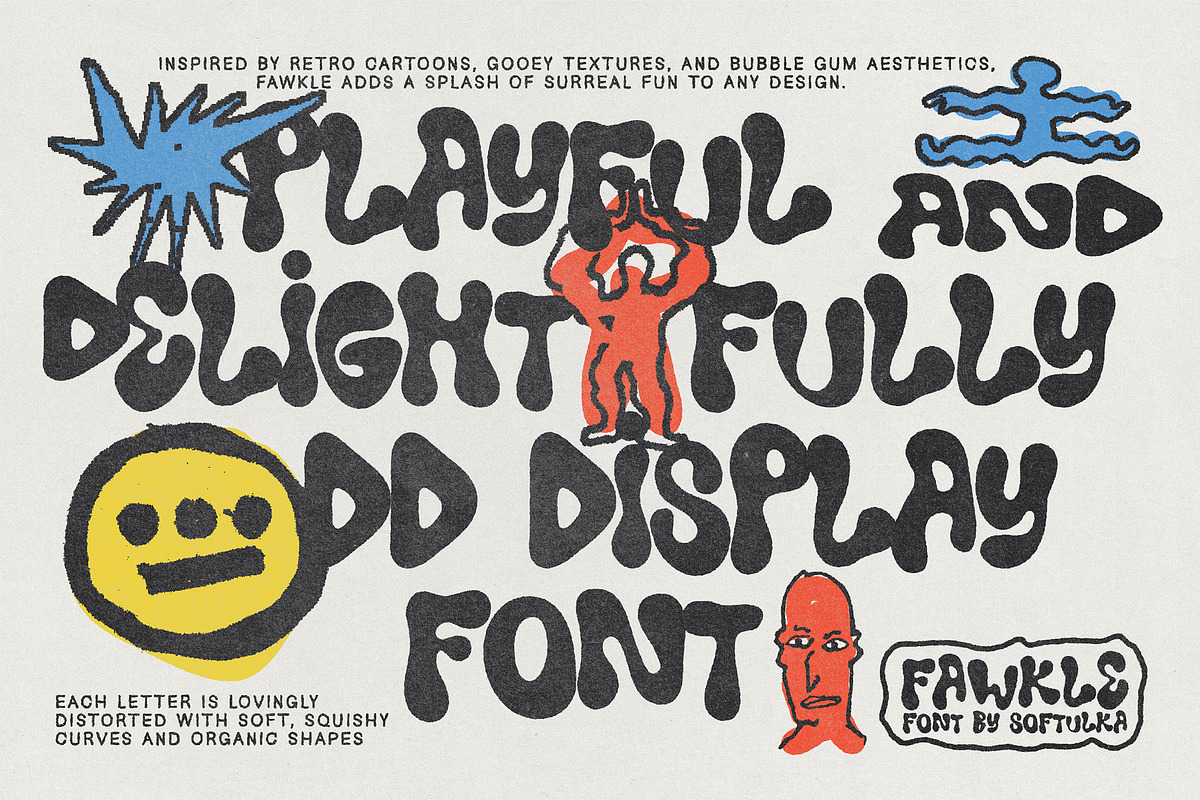 Fawkle – Wiggly, Bubbly Typeface, a Handwritten Font by softulka (Photo 1 of 8)