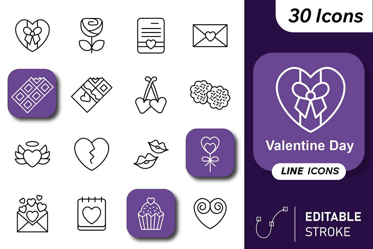 30 Love & Romance Outline Icons, an Outline Icon by Adl Studio (Photo 1 of 4)