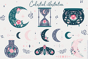 Celestial Florals Pattern & Clipart, an Illustration by Cozy pattern shop (Thumbnail 3 of 10)