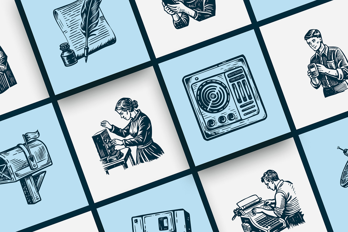 Vintage Communication Illustration, a Technology Illustration by Prosymbols (Photo 6 of 10)