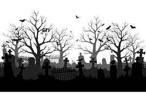 Old cemetery silhouette, an Illustration by Vector Tradition