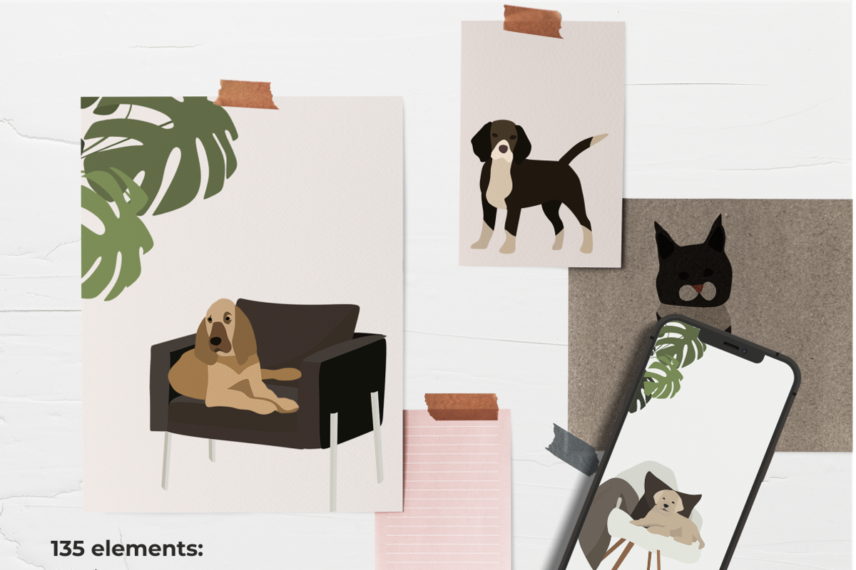 dogs and cats, favorite pets, an Animal Illustration by Yana_mide (Photo 2 of 7)