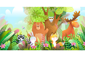 Animals In The Forest Kids Cartoon