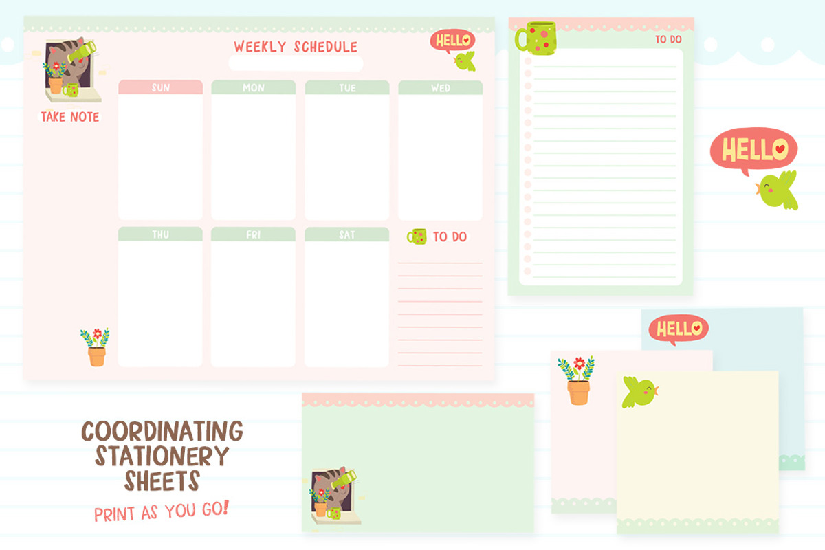 Hello, Cat Stationery, a Stationery Template by Quirky Queen Media (Photo 2 of 6)