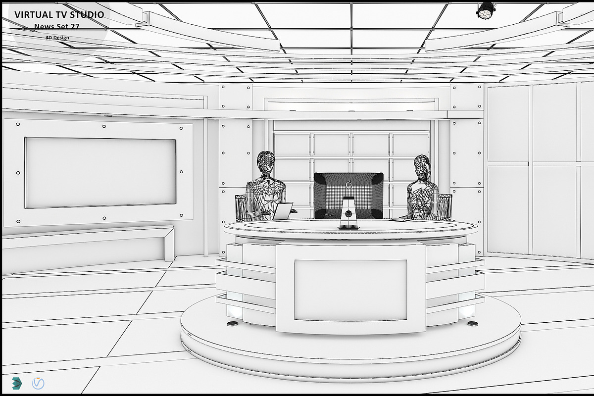 Virtual TV Studio News Set 27, an Architecture 3D Model by akerStudio (Photo 11 of 49)