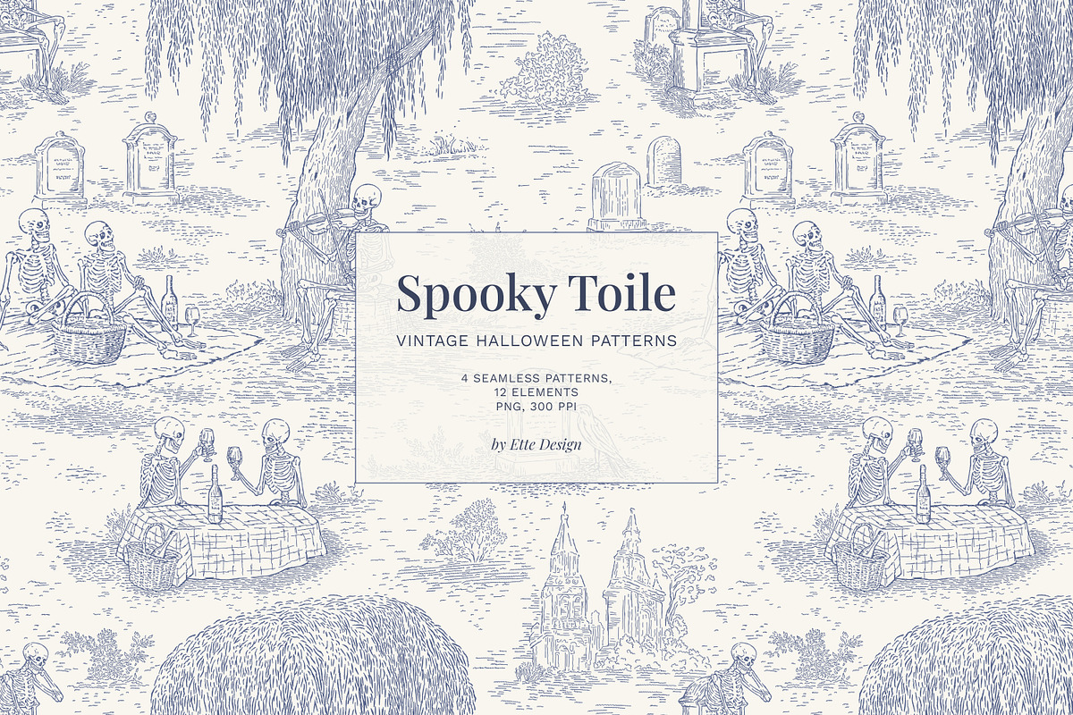 Spooky Toile Halloween Patterns PNG, a Pattern Graphic by Ette Design (Photo 1 of 8)