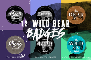 12 Wild Bear Badges