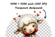 Whimsical Valentine Sheep Clipart, a Graphic by one-touch (Thumbnail 14 of 16)
